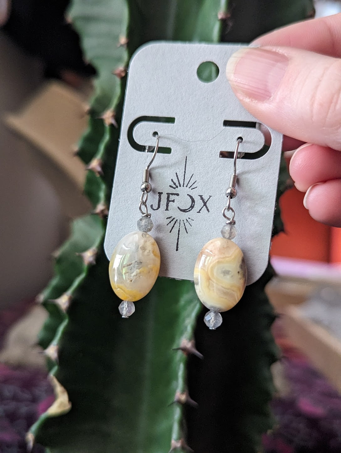 Crazy Lace Agate Oval Earrings