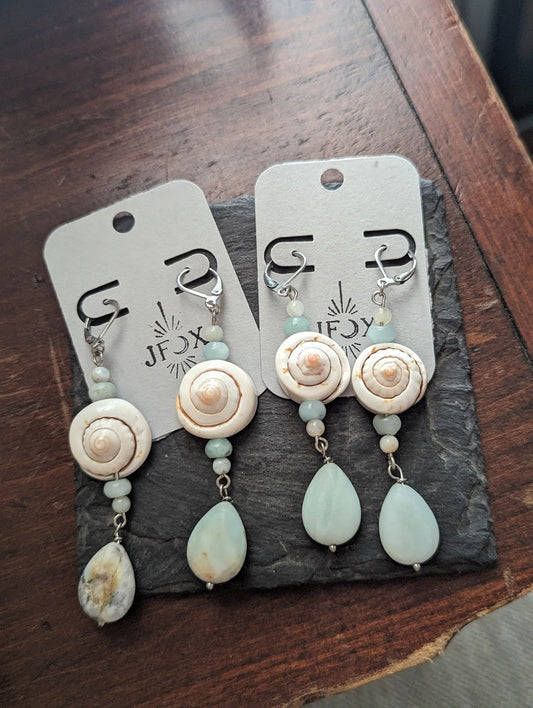 Shell and Amazonite Statement Earrings