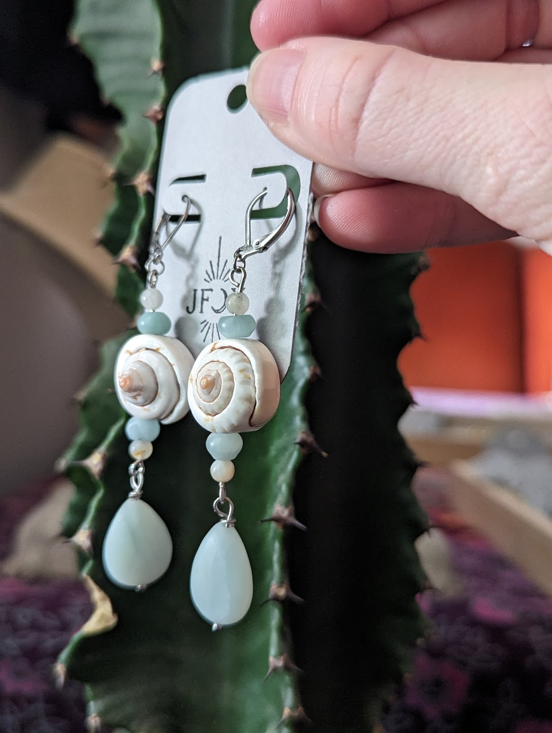 Shell and Amazonite Statement Earrings