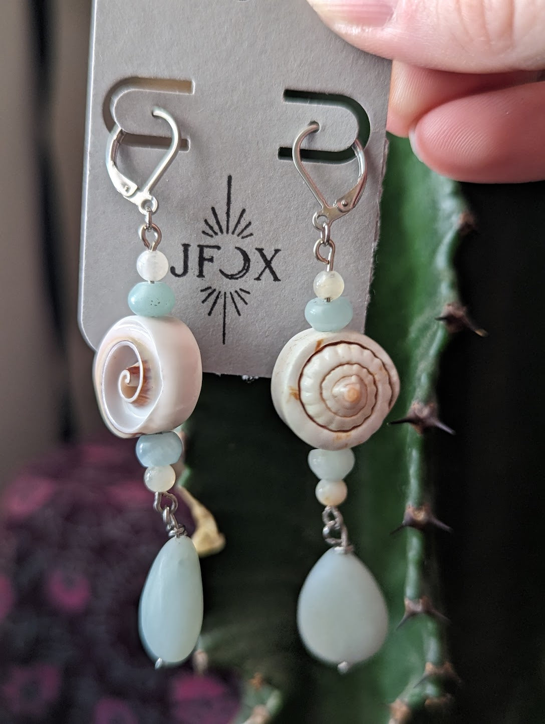 Shell and Amazonite Statement Earrings