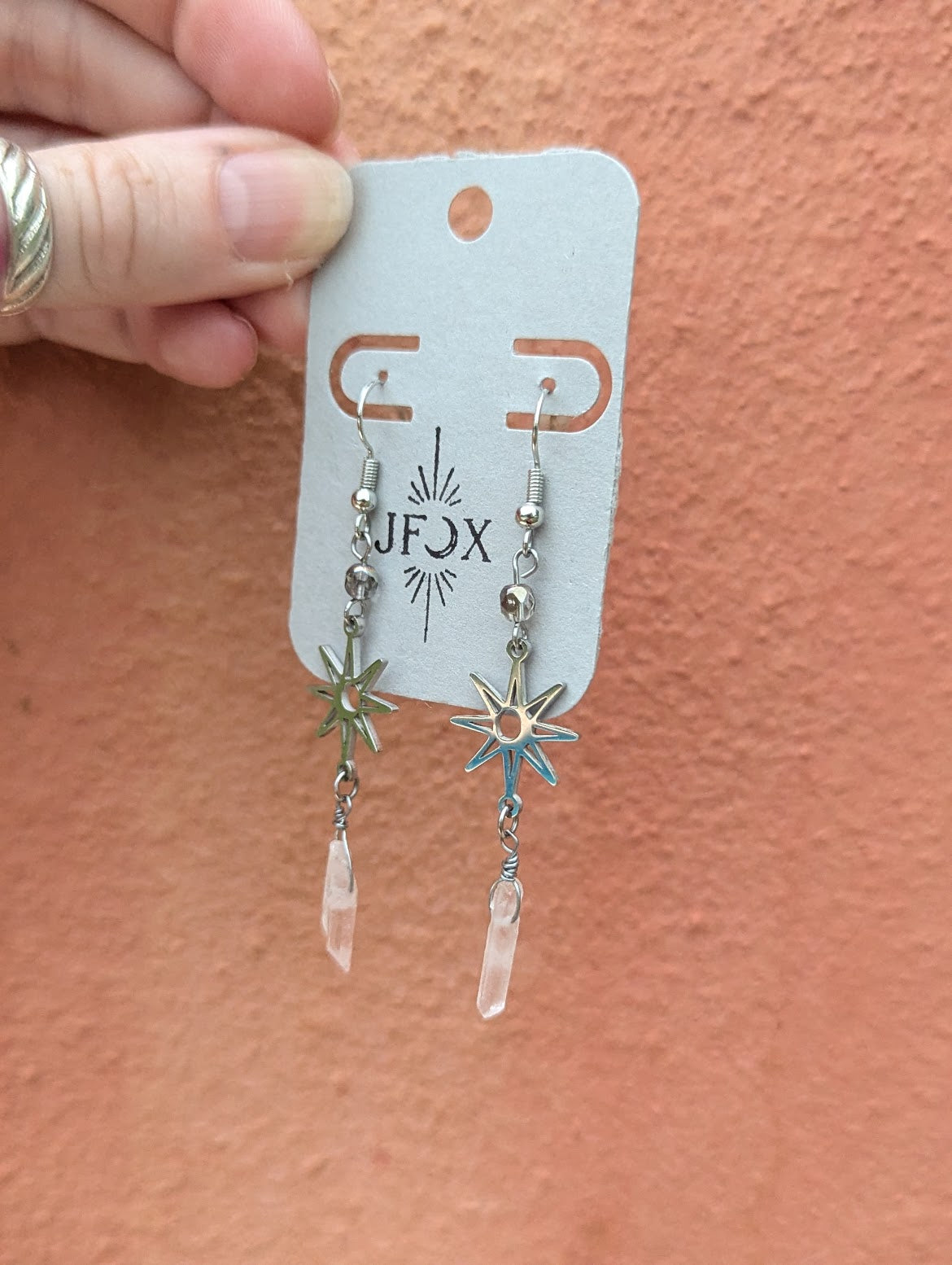 Sun Moon Quartz Crystal Earrings (Available in Silver and Gold)