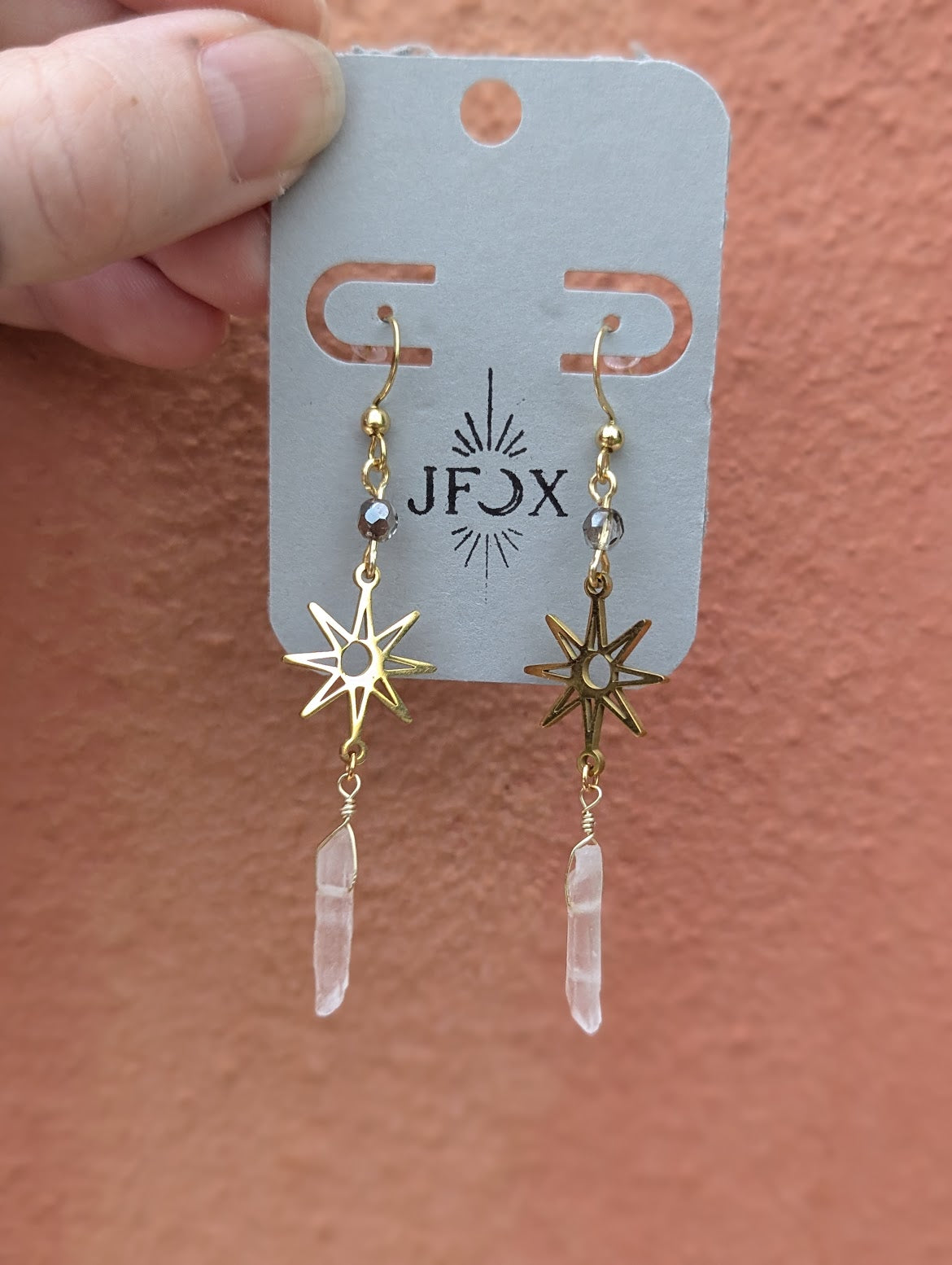 Sun Moon Quartz Crystal Earrings (Available in Silver and Gold)