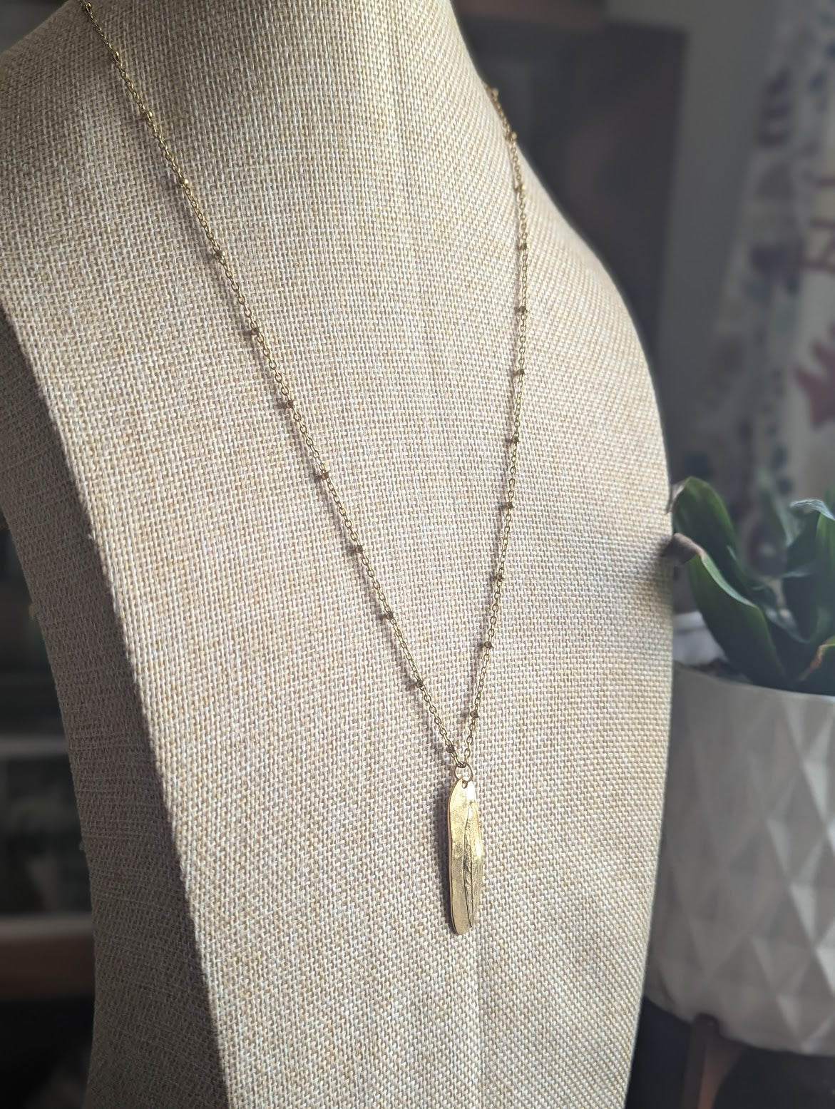 Willow Leaf Gold Stainless Necklace