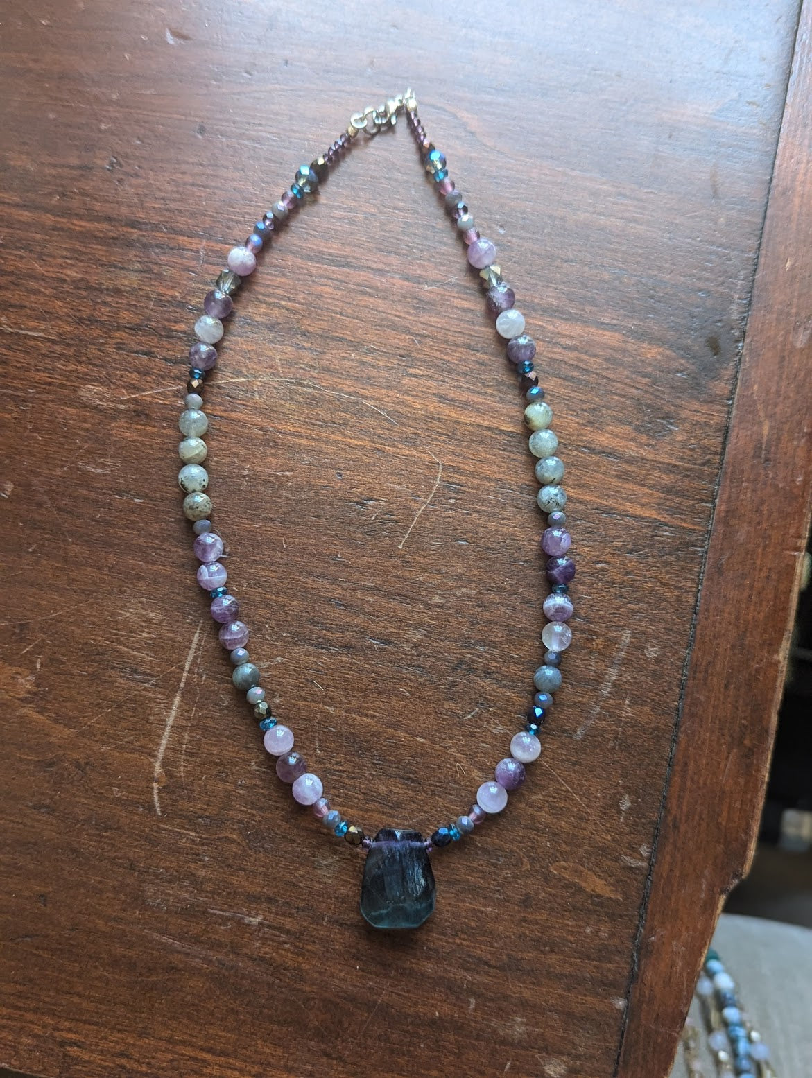 Amethyst and Fluorite Short Beaded Necklace