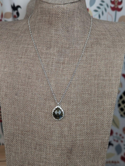 Faceted Labradorite Tear Drop in Sterling Silver