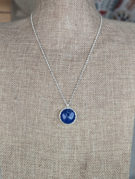 Lapis Lazuli Round Sterling Silver Necklace