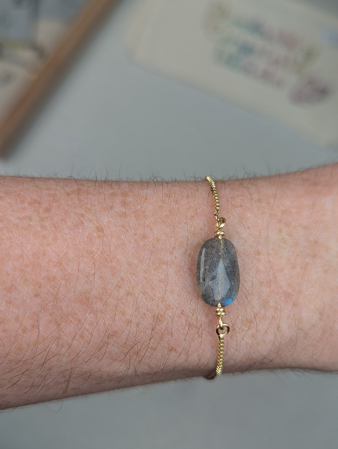 Oval Labradorite Gold Sliver Bracelet