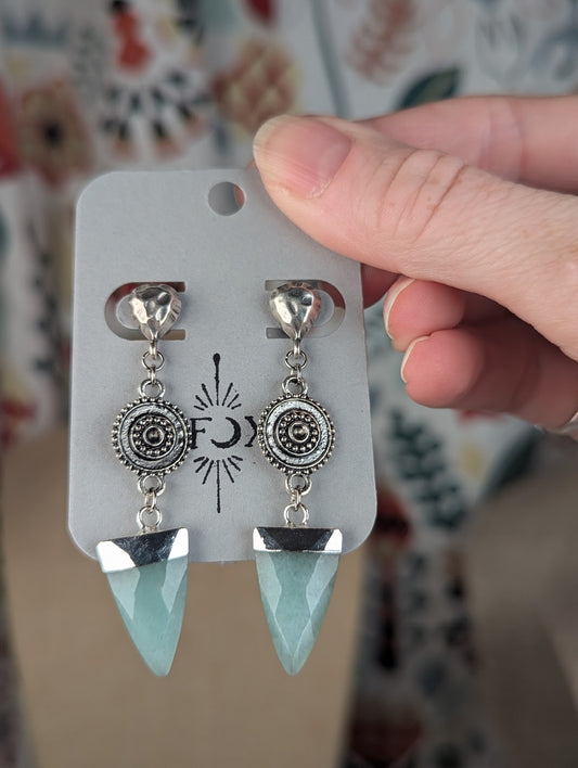 Amazonite Faceted Point Sterling Silver Earrings