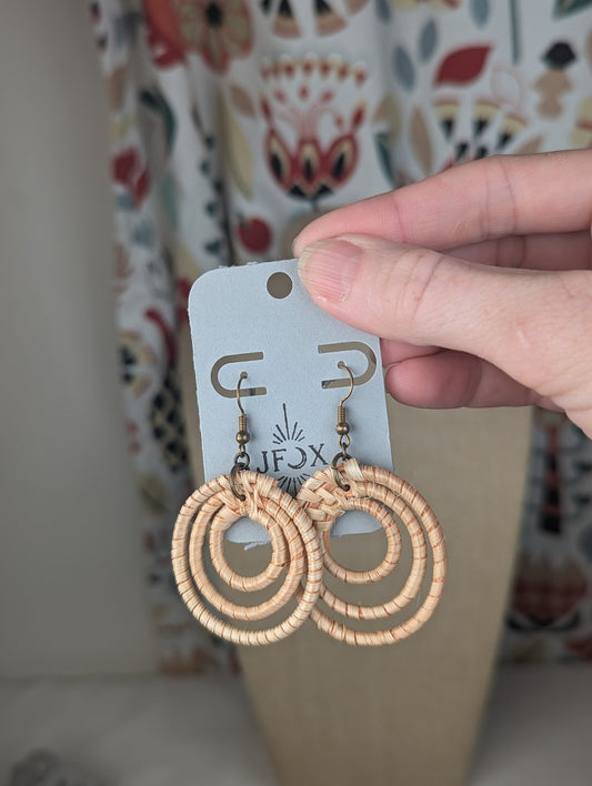 Round Rattan Statement Earrings