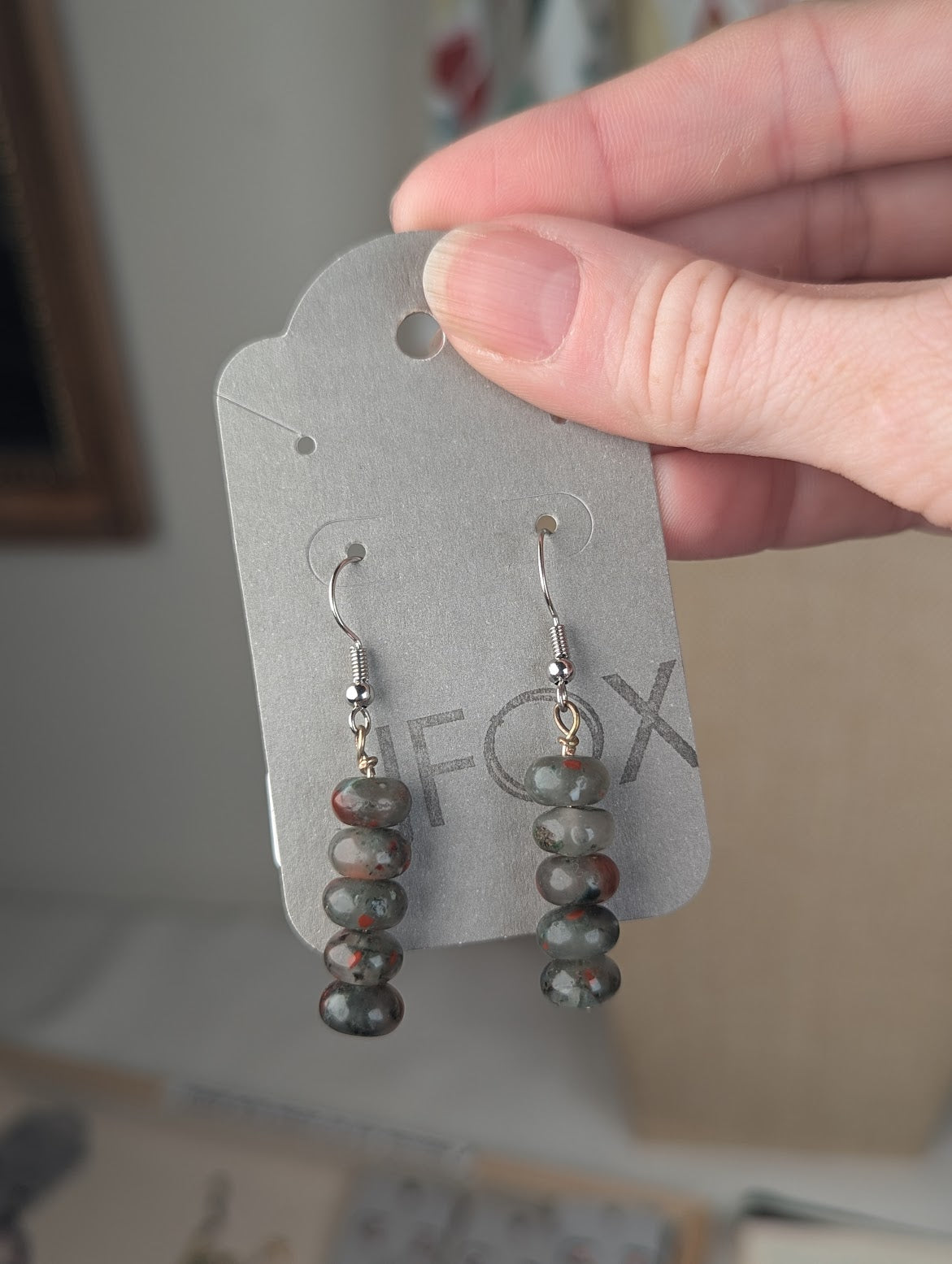 African Bloodstone Drop Earrings