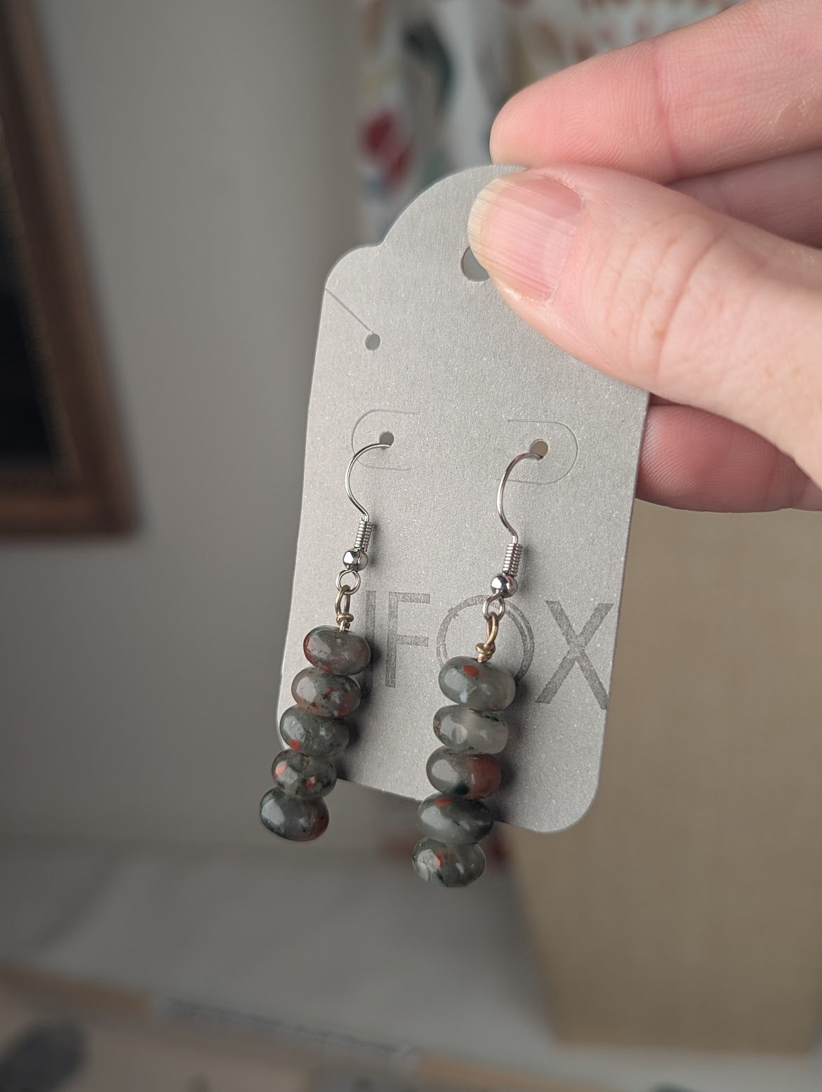 African Bloodstone Drop Earrings