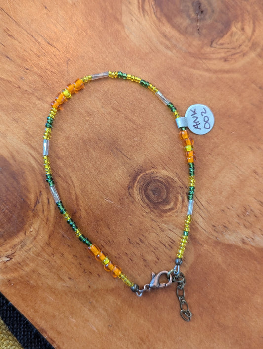 Orange, Yellow and Green Beaded Anklet