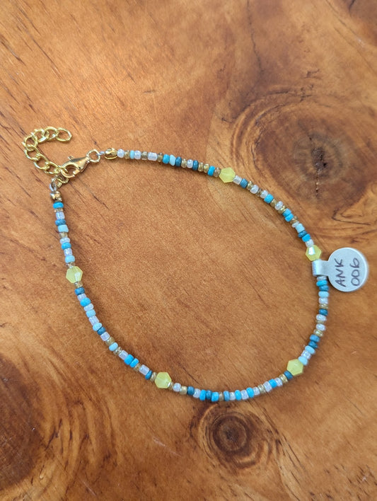 Blue, White and Yellow Anklet