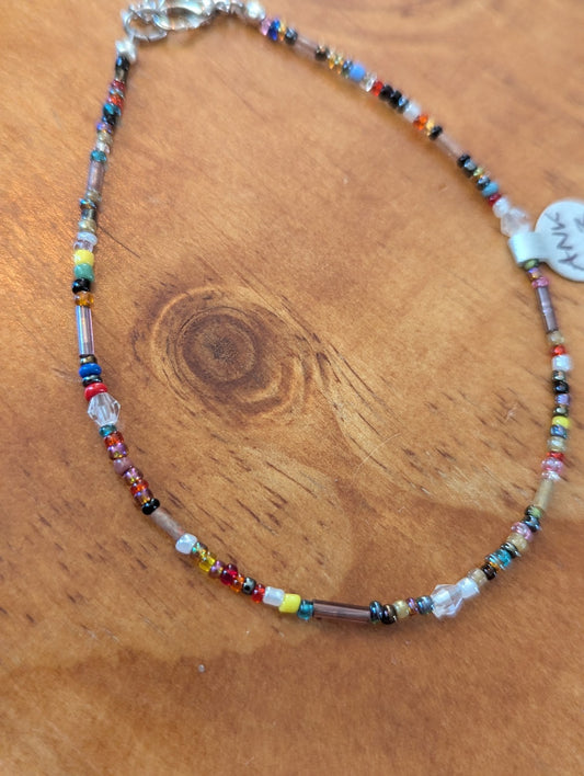 Multi-Color Rainbow Beaded Anklet