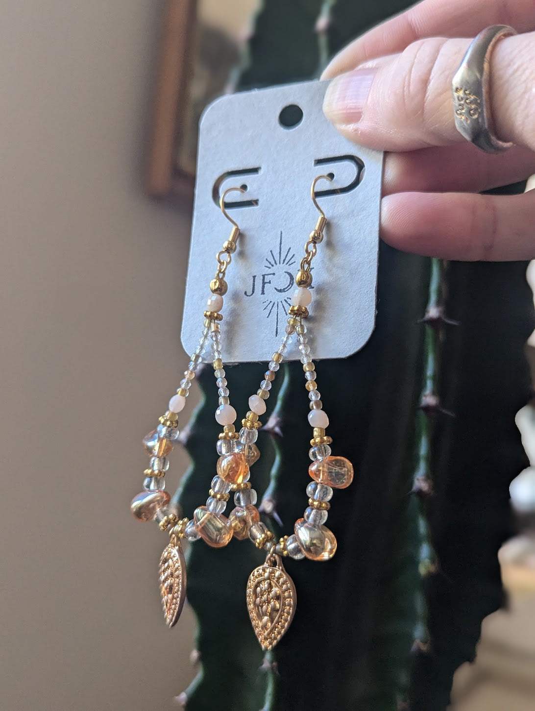 Peachy Gold Loop Earrings