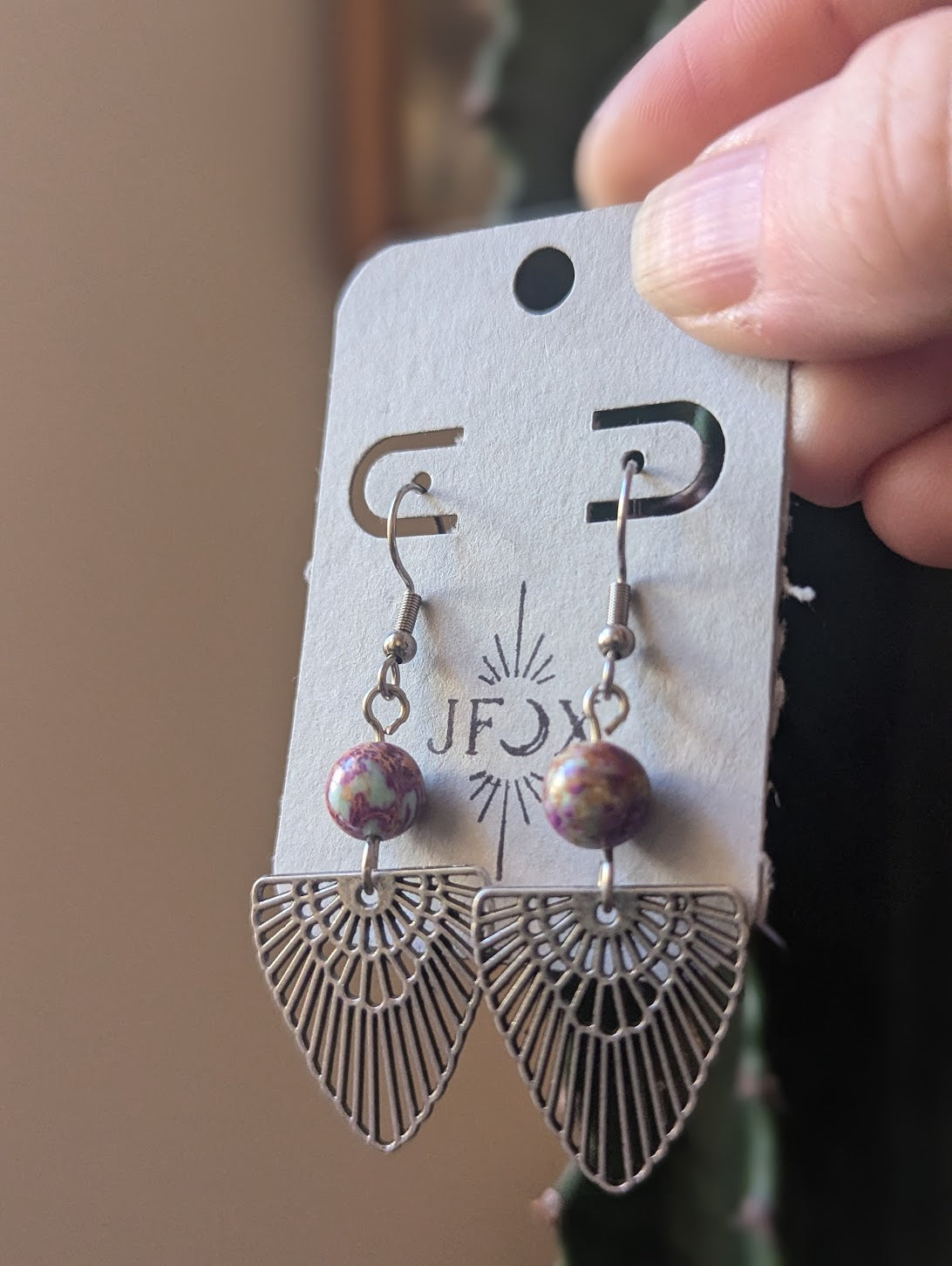 Butterfly Wings w/ Purple Sea Sediment Jasper Earrings