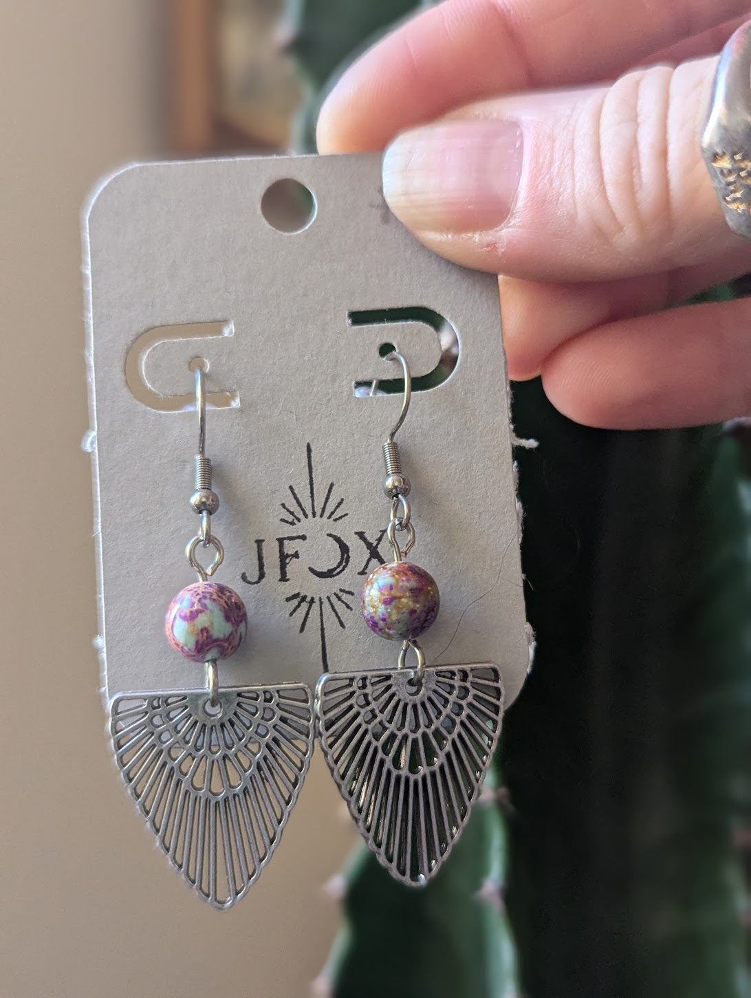 Butterfly Wings w/ Purple Sea Sediment Jasper Earrings