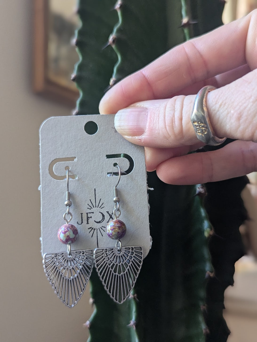 Butterfly Wings w/ Purple Sea Sediment Jasper Earrings