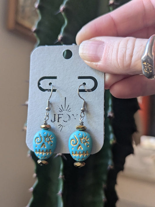 Turquoise Sugar Skull Earrings