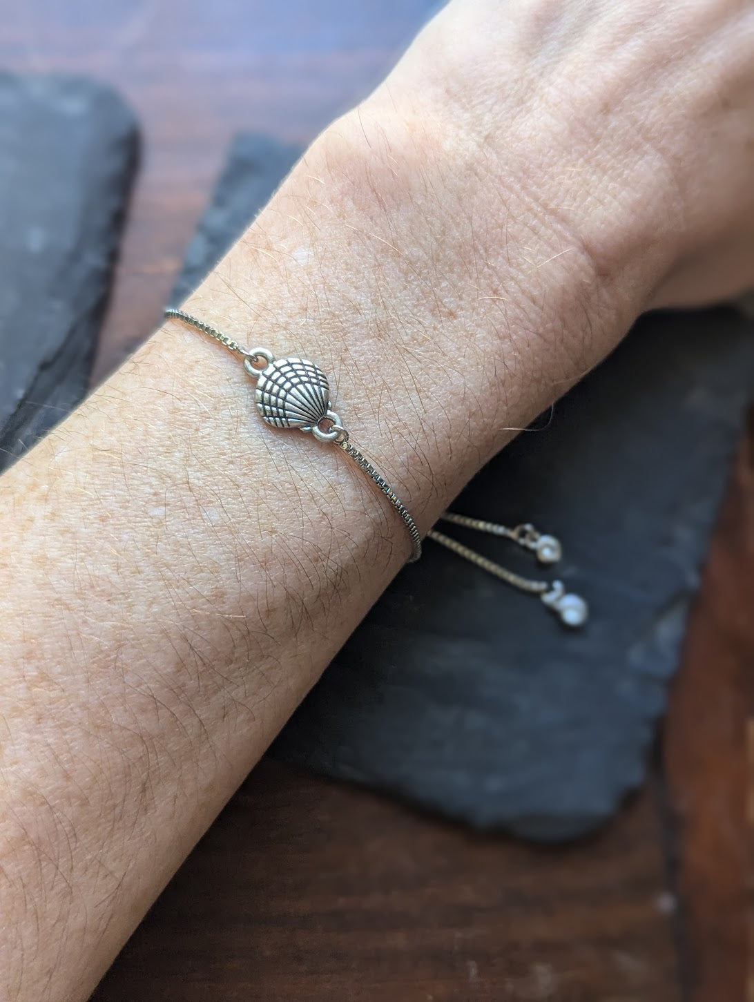 Silver Shell Slider Bracelet