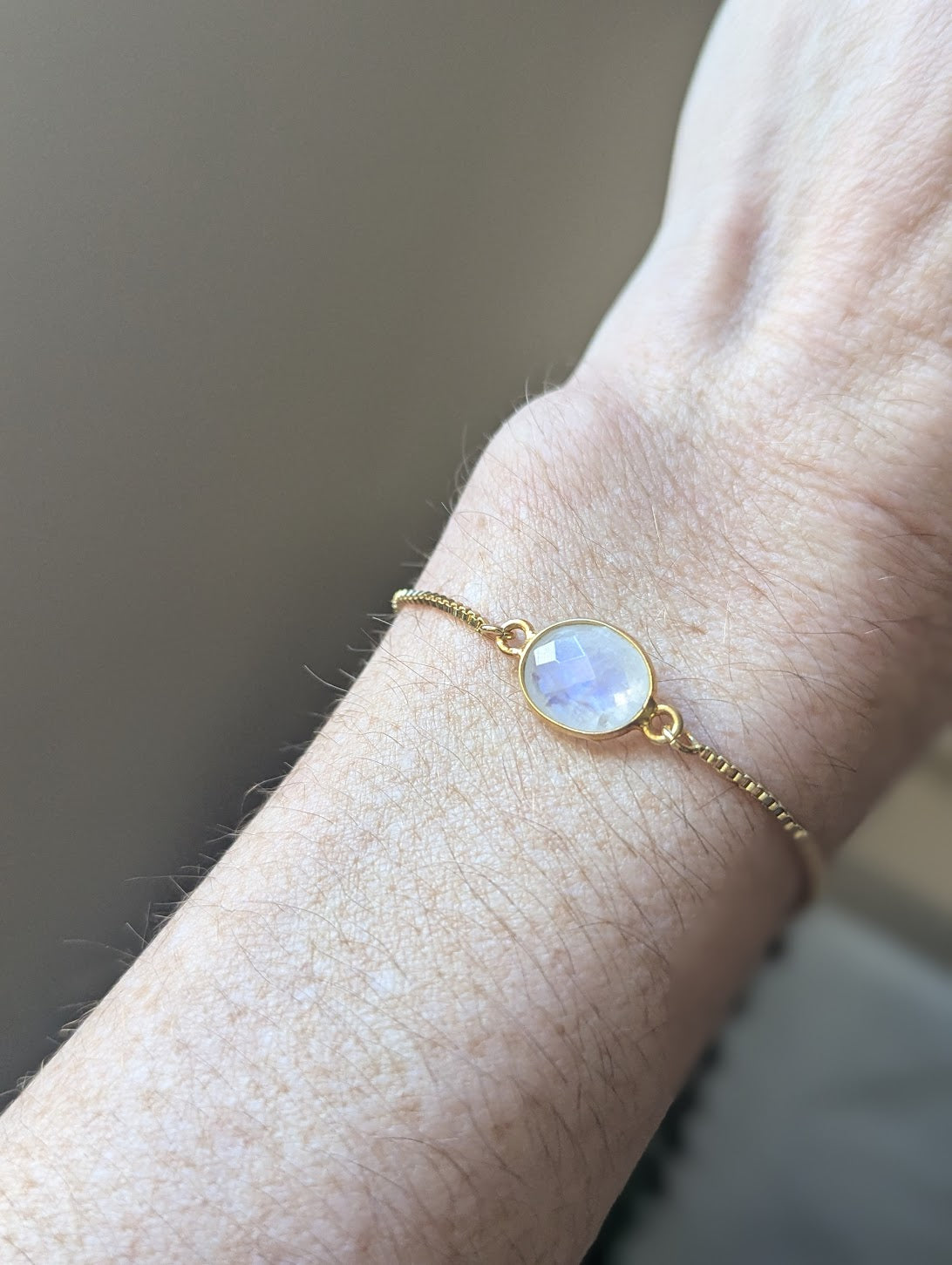 Oval Moonstone Gold Slider Bracelet