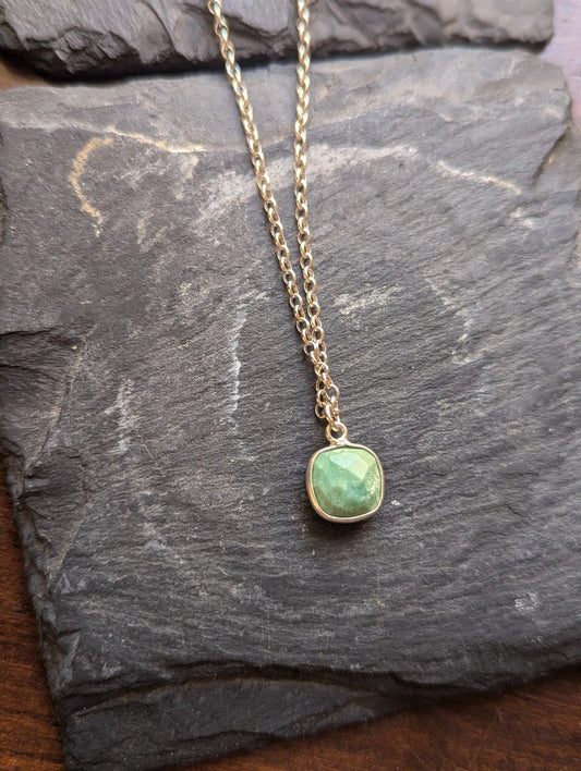 Faceted Chrysoprase Sterling Silver Necklace