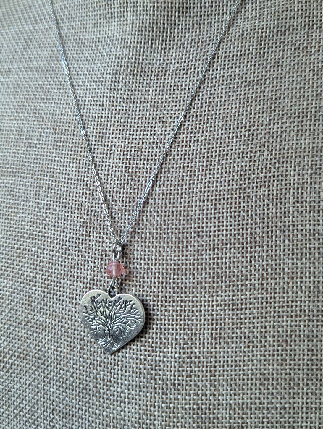 Silver Tree of Life Heart Necklace