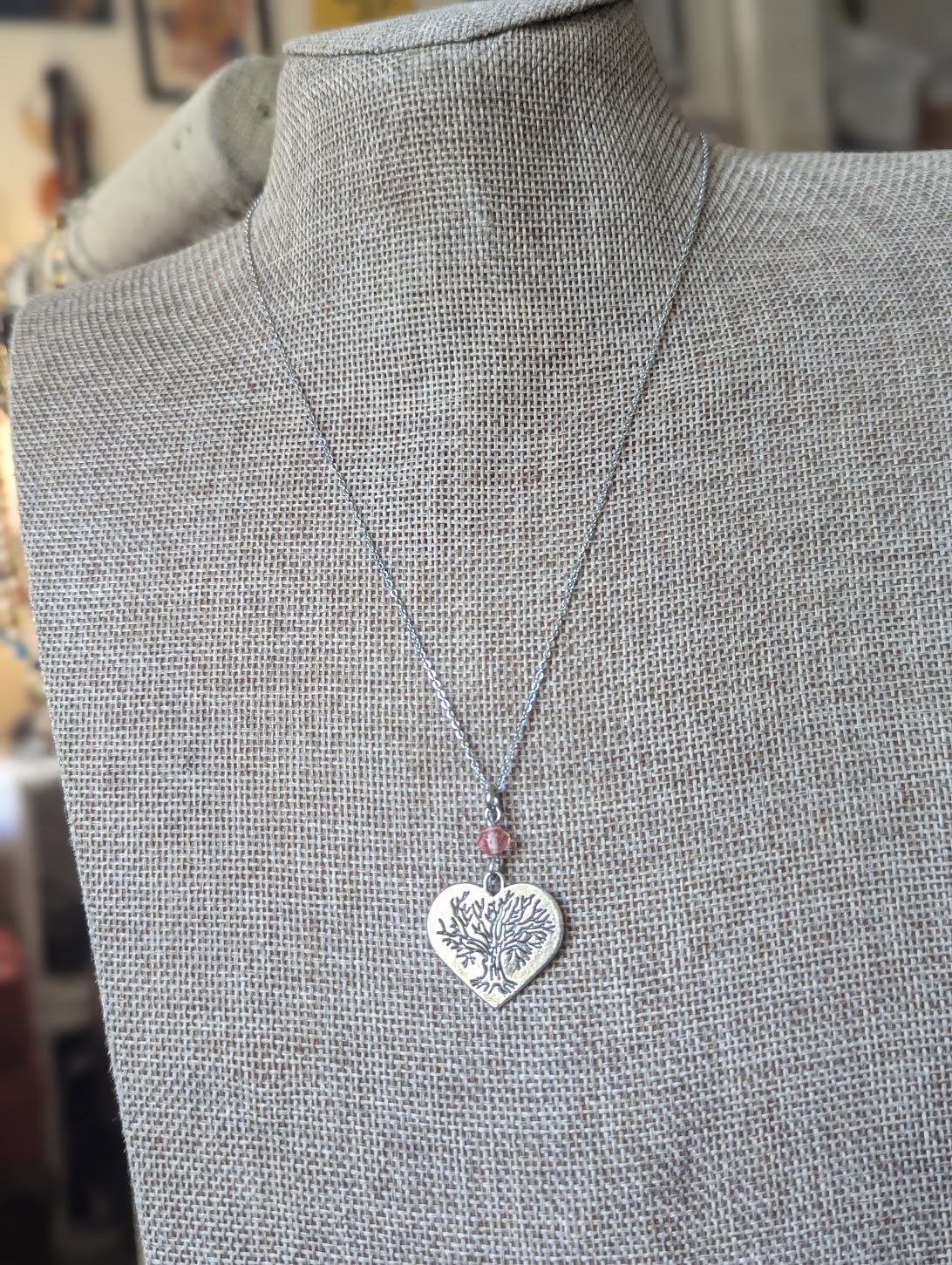 Silver Tree of Life Heart Necklace