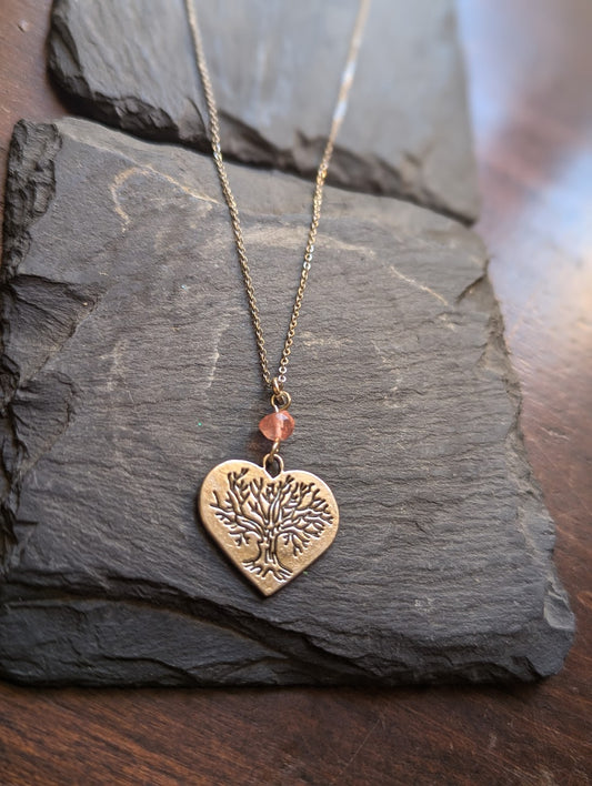 Silver Tree of Life Heart Necklace