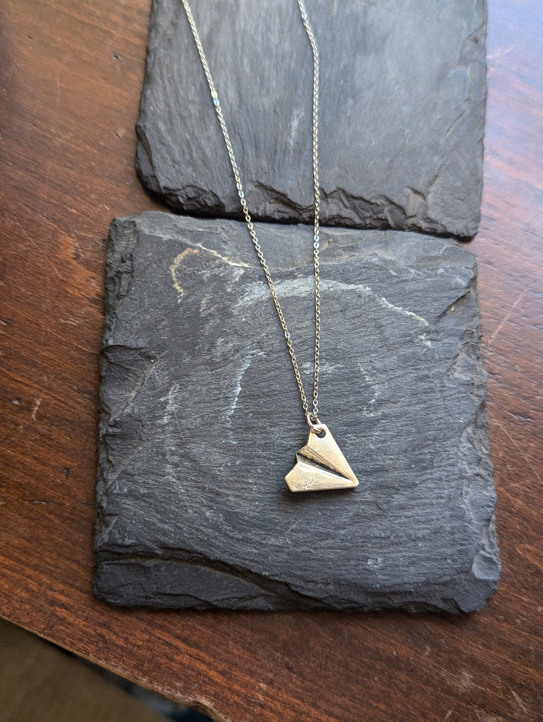 Silver Paper Airplane Necklace