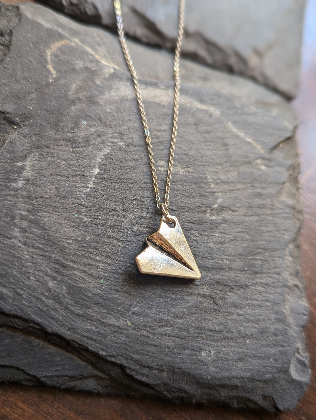 Silver Paper Airplane Necklace