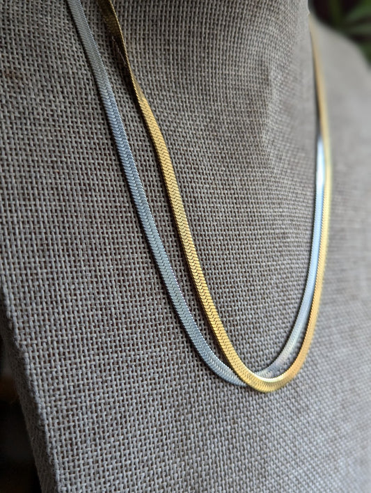 19.5" Herringbone Flat Chain (Silver or Gold)