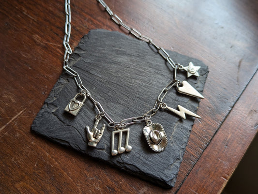 Silver Mixed Charm Necklace