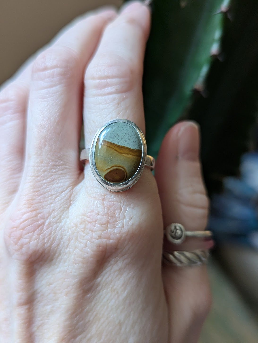 Scenic Jasper Sterling Ring - Size 9.5