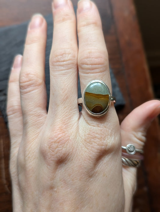 Scenic Jasper Sterling Ring - Size 9.5