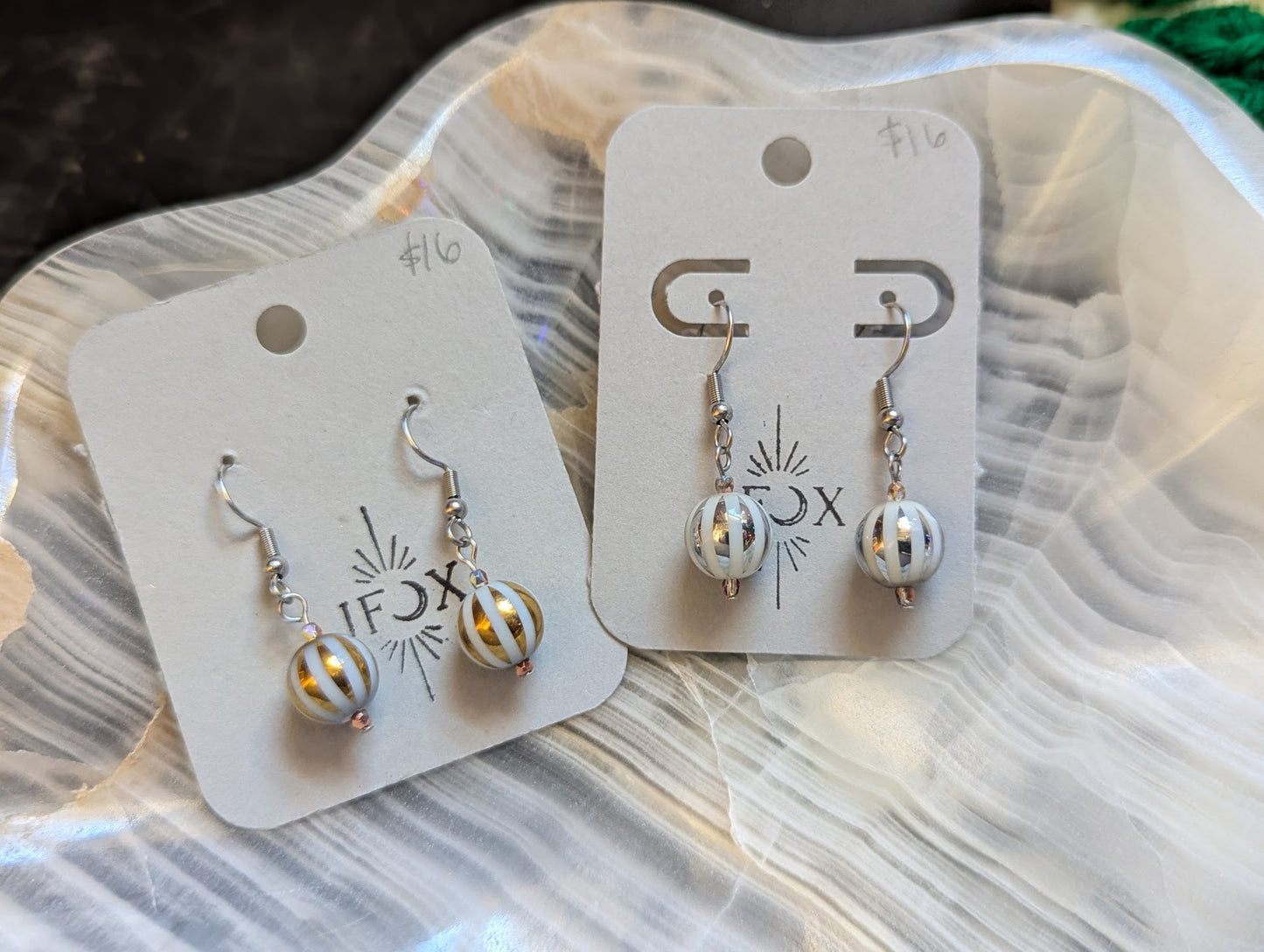 Striped Ornament Earring (Silver or Gold)