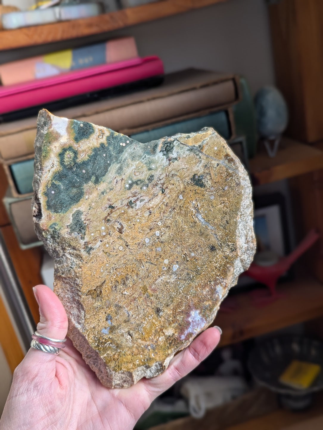 Multi-Color Heart Shaped Ocean Jasper Slab