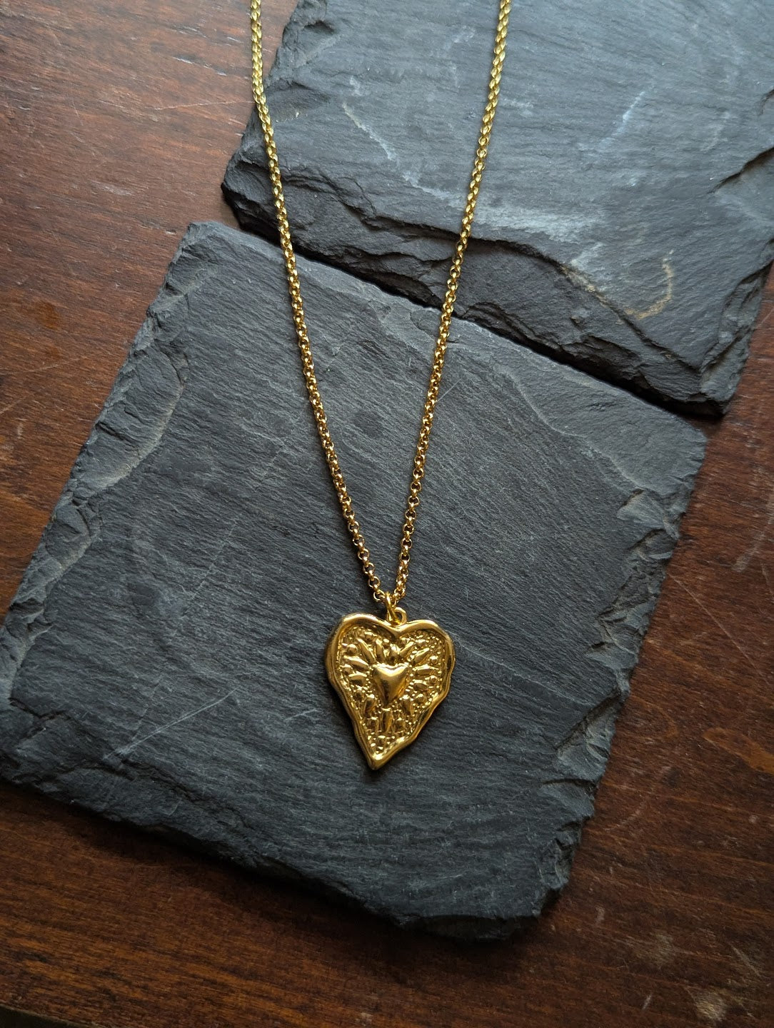 Heart Burst Gold Stainless Necklace