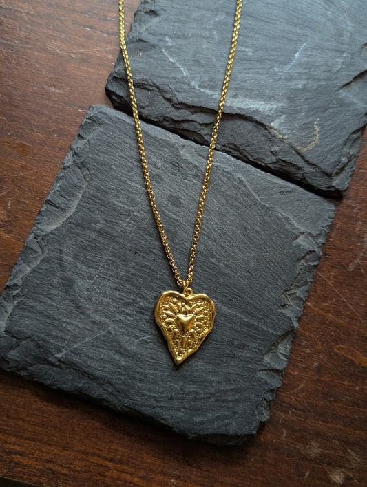 Heart Burst Gold Stainless Necklace