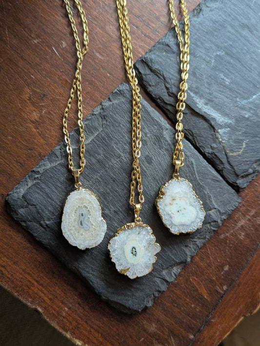 Solar Quartz Stalactite Gold Necklace