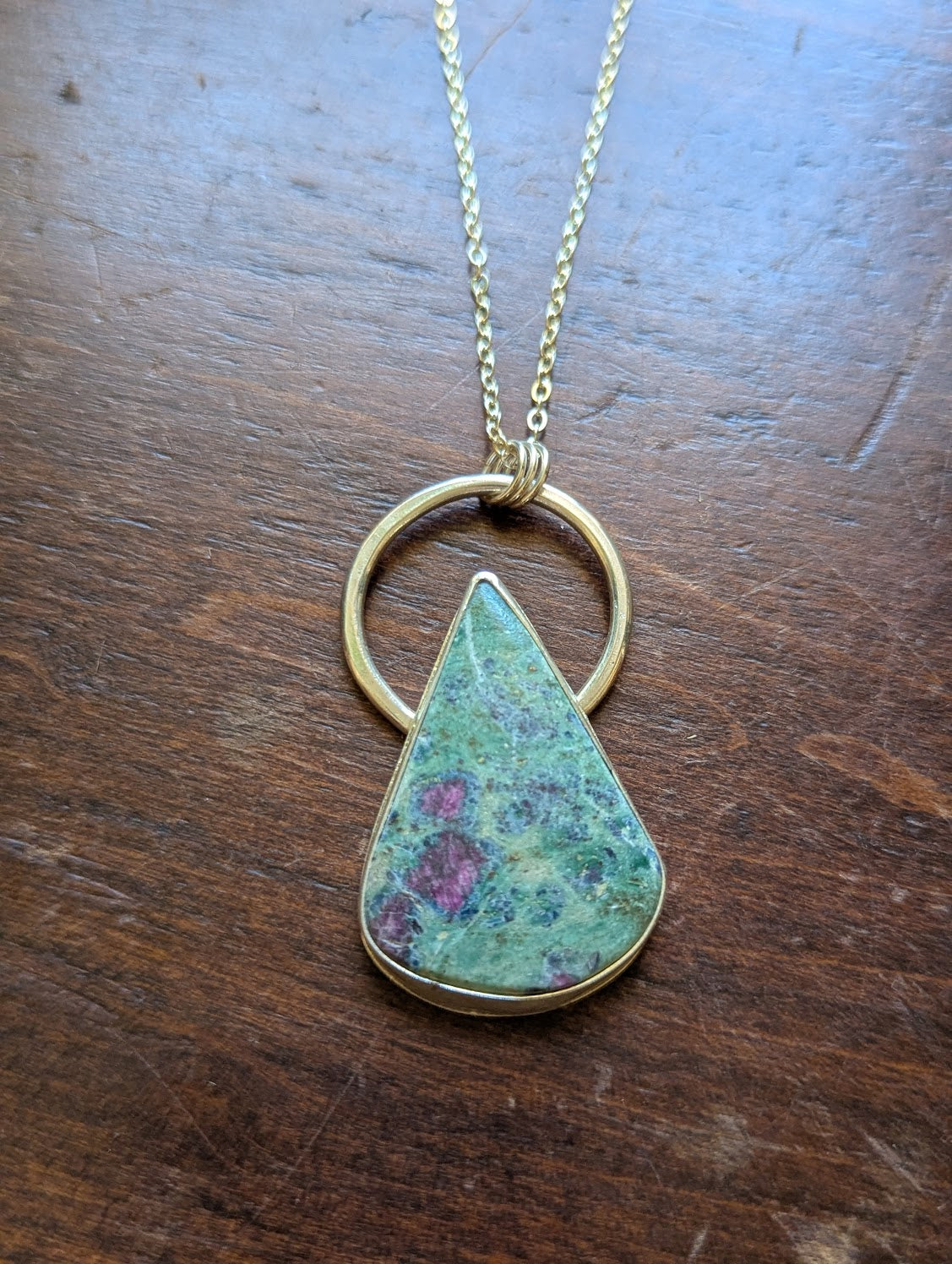Ruby Fuchsite Full Circle Sterling Silver Necklace