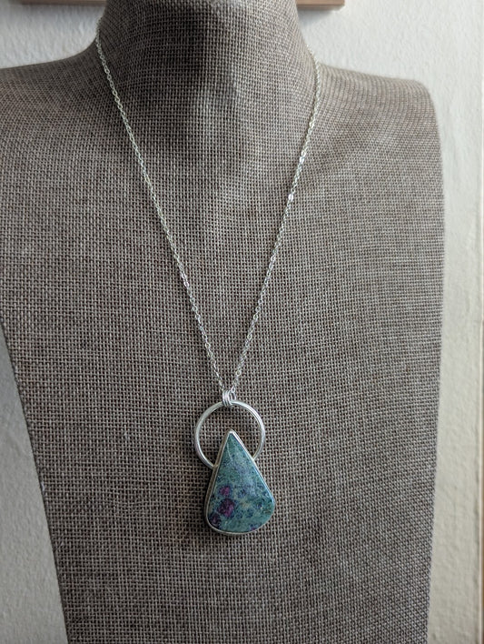Ruby Fuchsite Full Circle Sterling Silver Necklace