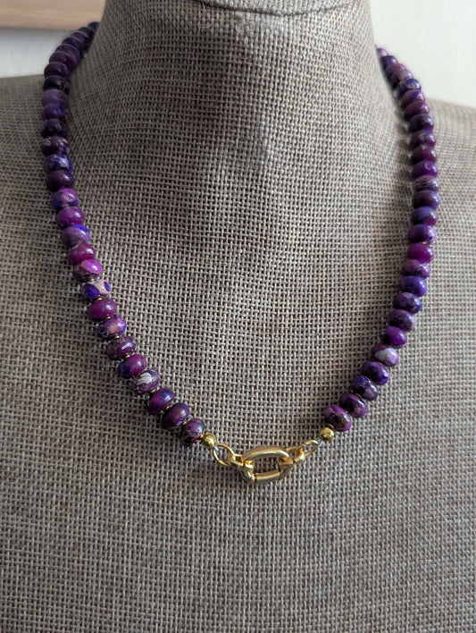 Purple Sea Sediment Beaded Necklace