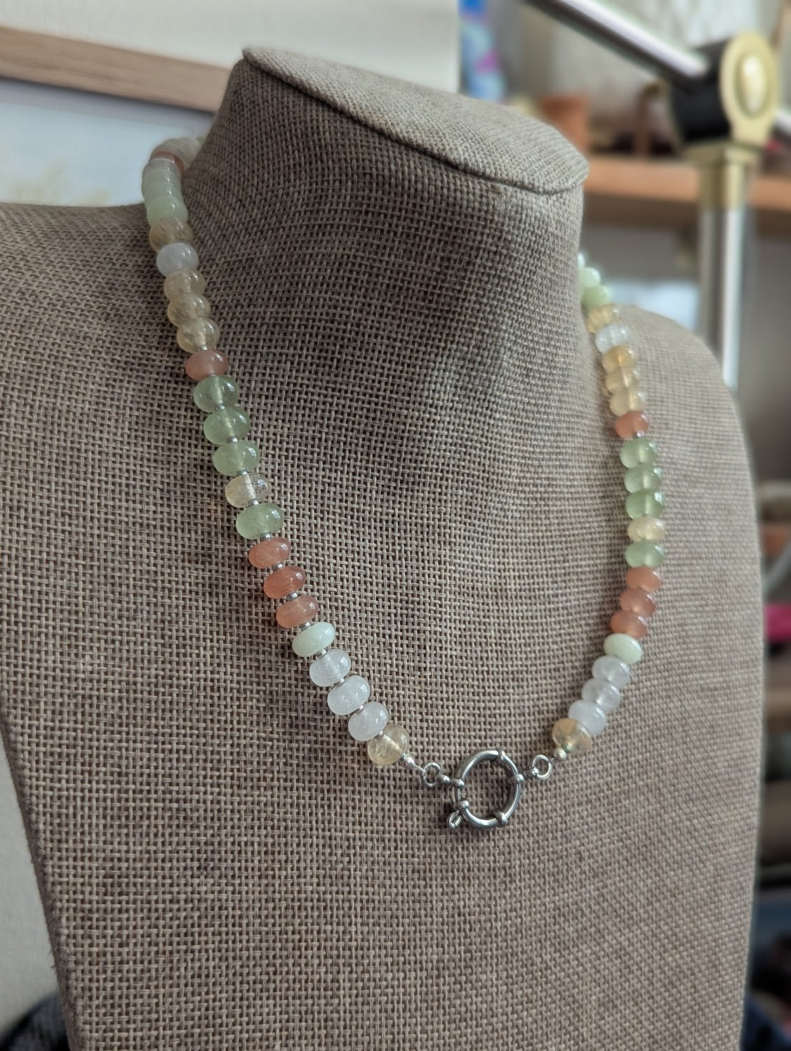Mixed Pastel Gemstone Beaded Necklace