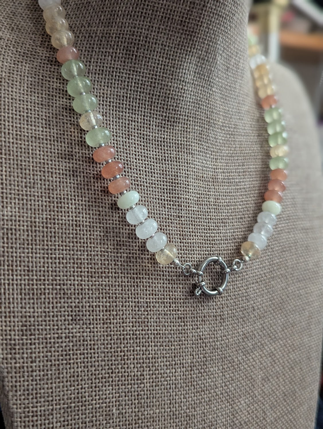 Mixed Pastel Gemstone Beaded Necklace