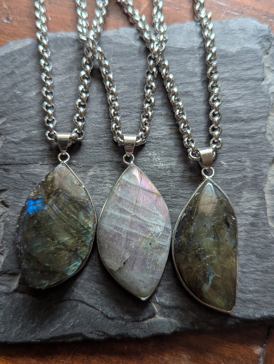 Labradorite Stainless Steel Necklace (Various Options Available)