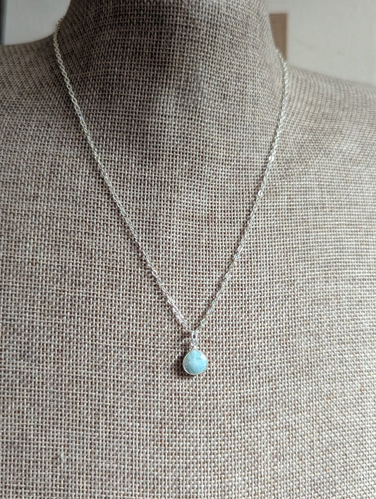 Amazonite Tear Drop Sterling Silver Necklace