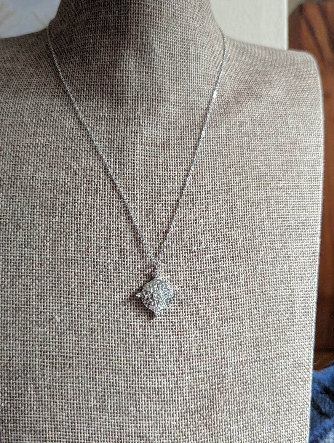 Silver Compass North Star CZ Stainless Necklace