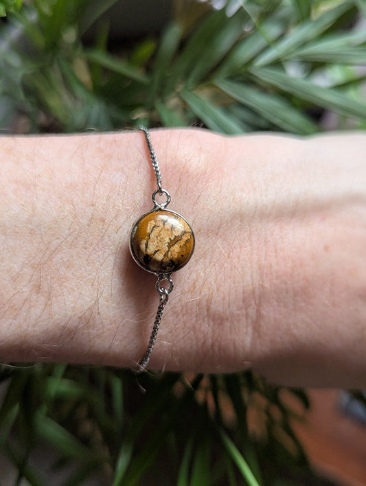 Picture Jasper Round Silver Slider Bracelet