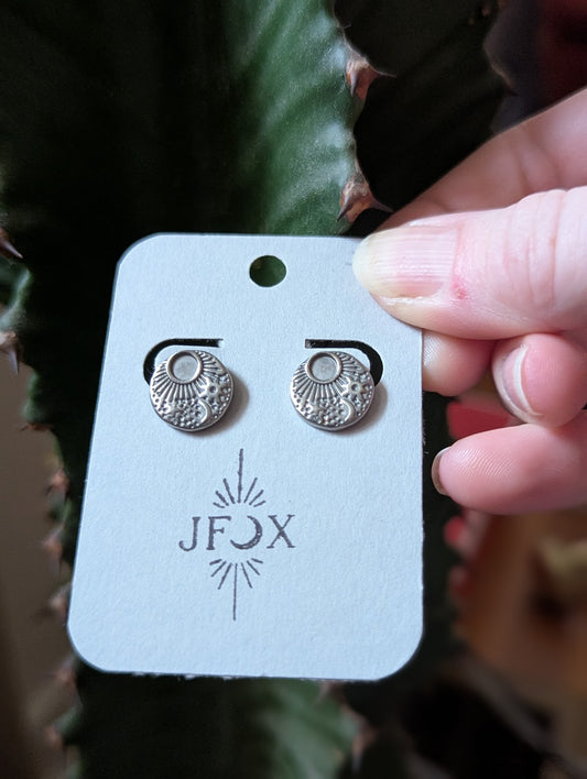 Round Sun Moon Stars Studs Stainless Steel